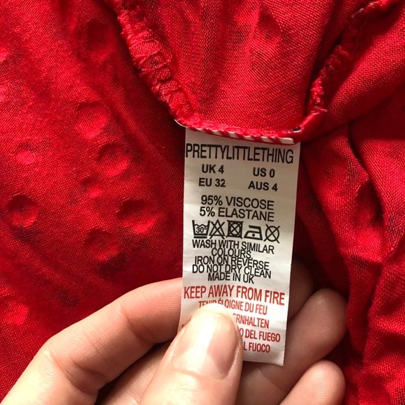 PrettyLittleThing Red Floral Tie Front Dress - Picture 13 of 14